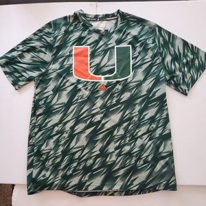Adidas university of Miami 100% polyester shirt
